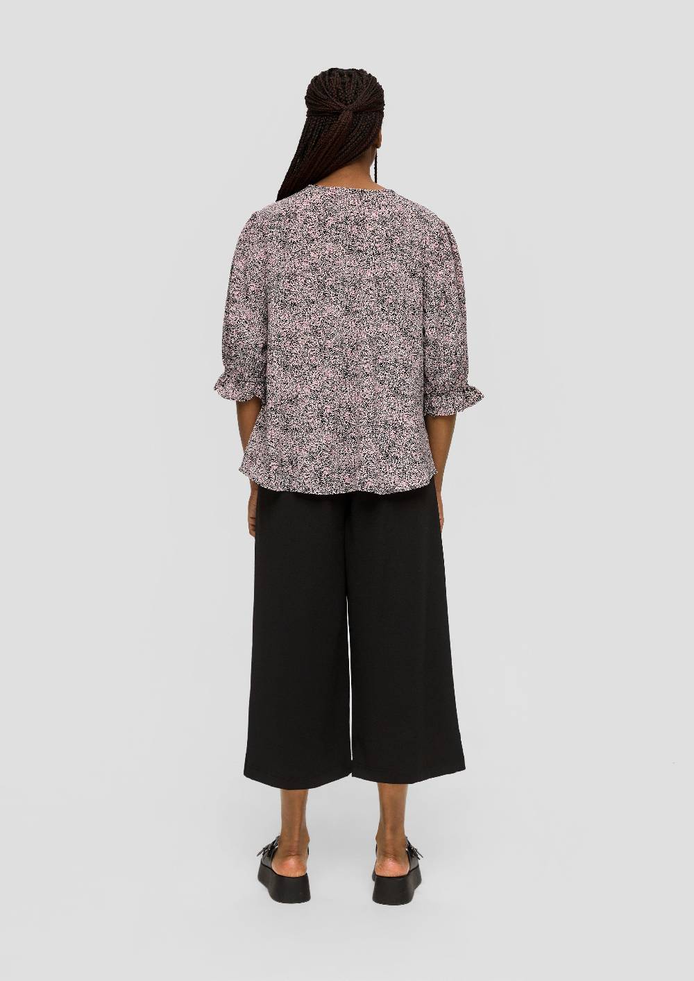 s.Oliver Kurze, gemusterte Bluse mit Raffung Neueste Mode