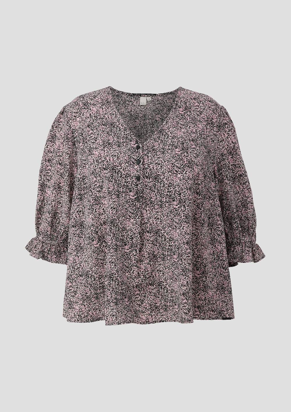 s.Oliver Kurze, gemusterte Bluse mit Raffung Neueste Mode