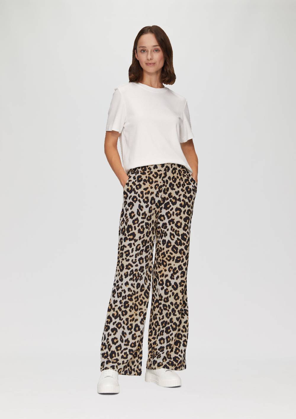 s.Oliver Hose mit Wide Leg aus strukturiertem Jersey Super Rabatt