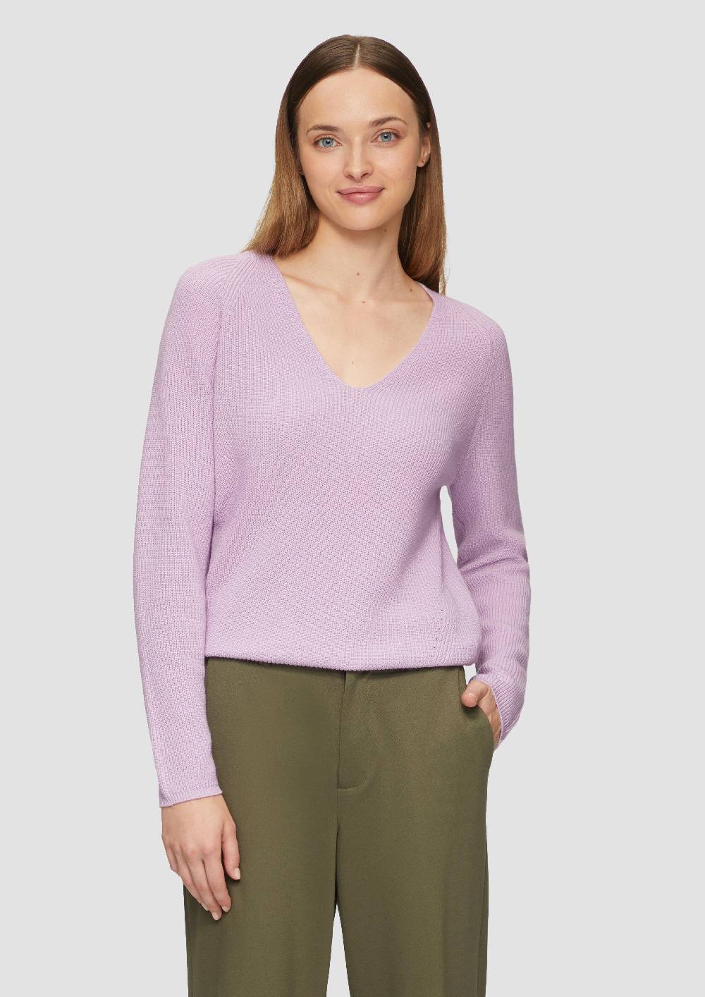 s.Oliver Strickpullover mit V-Ausschnitt und Raglan-Ärmeln Riesige Rabatte