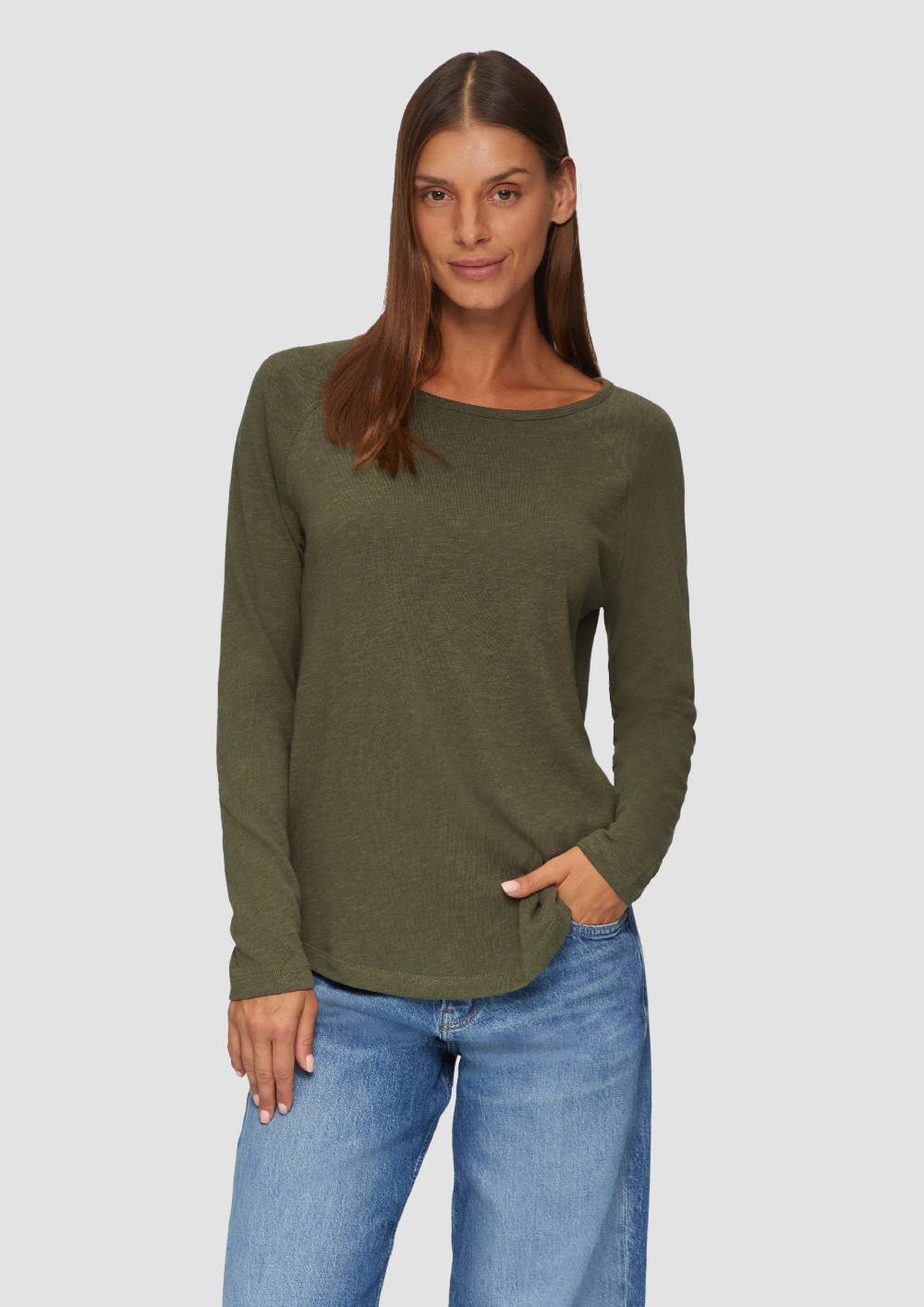 s.Oliver Langarmshirt mit Flammgarnstruktur und Raglanärmeln Outlet