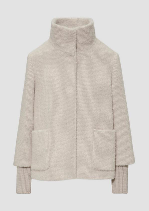 s.Oliver Flauschige Jacke mit Strickbündchen am Ärmel Großer Ausverkauf