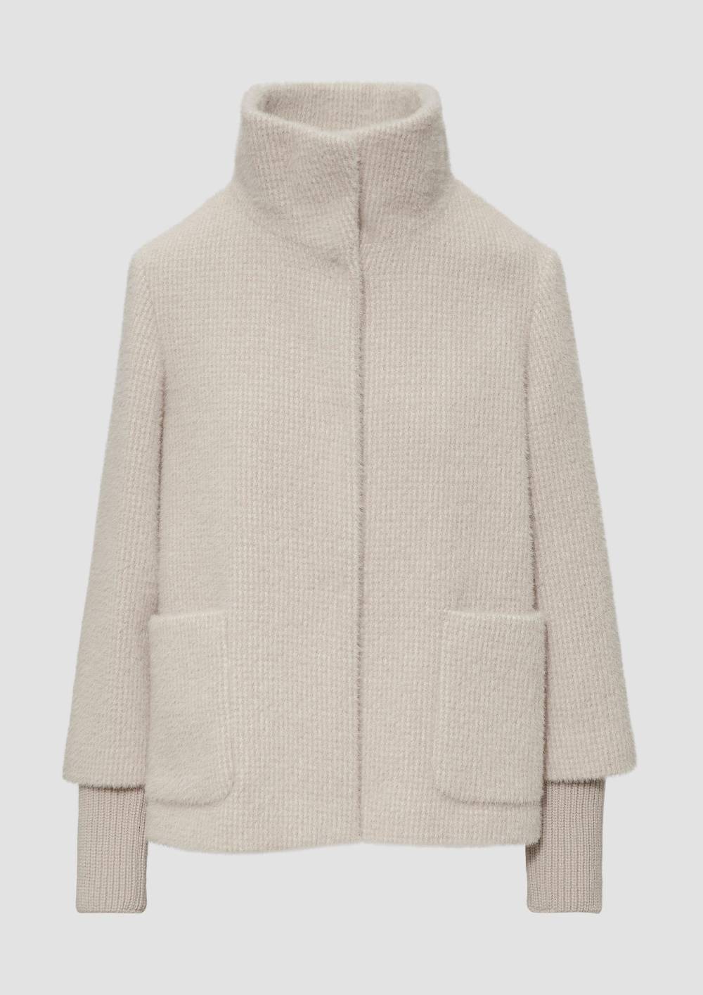 s.Oliver Flauschige Jacke mit Strickbündchen am Ärmel Großer Ausverkauf