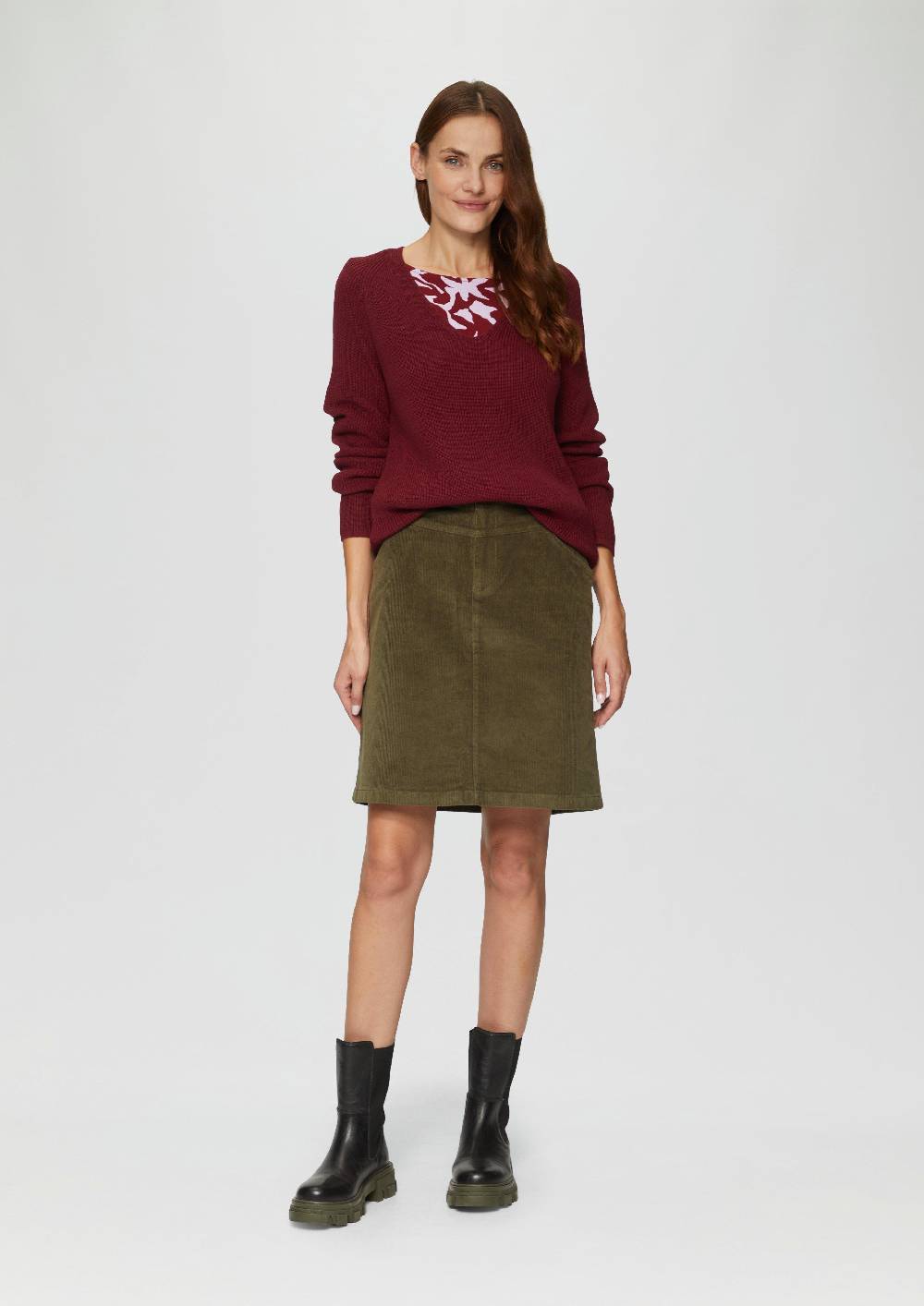 s.Oliver Strickpullover mit V-Ausschnitt aus Baumwollmix Preisnachlass