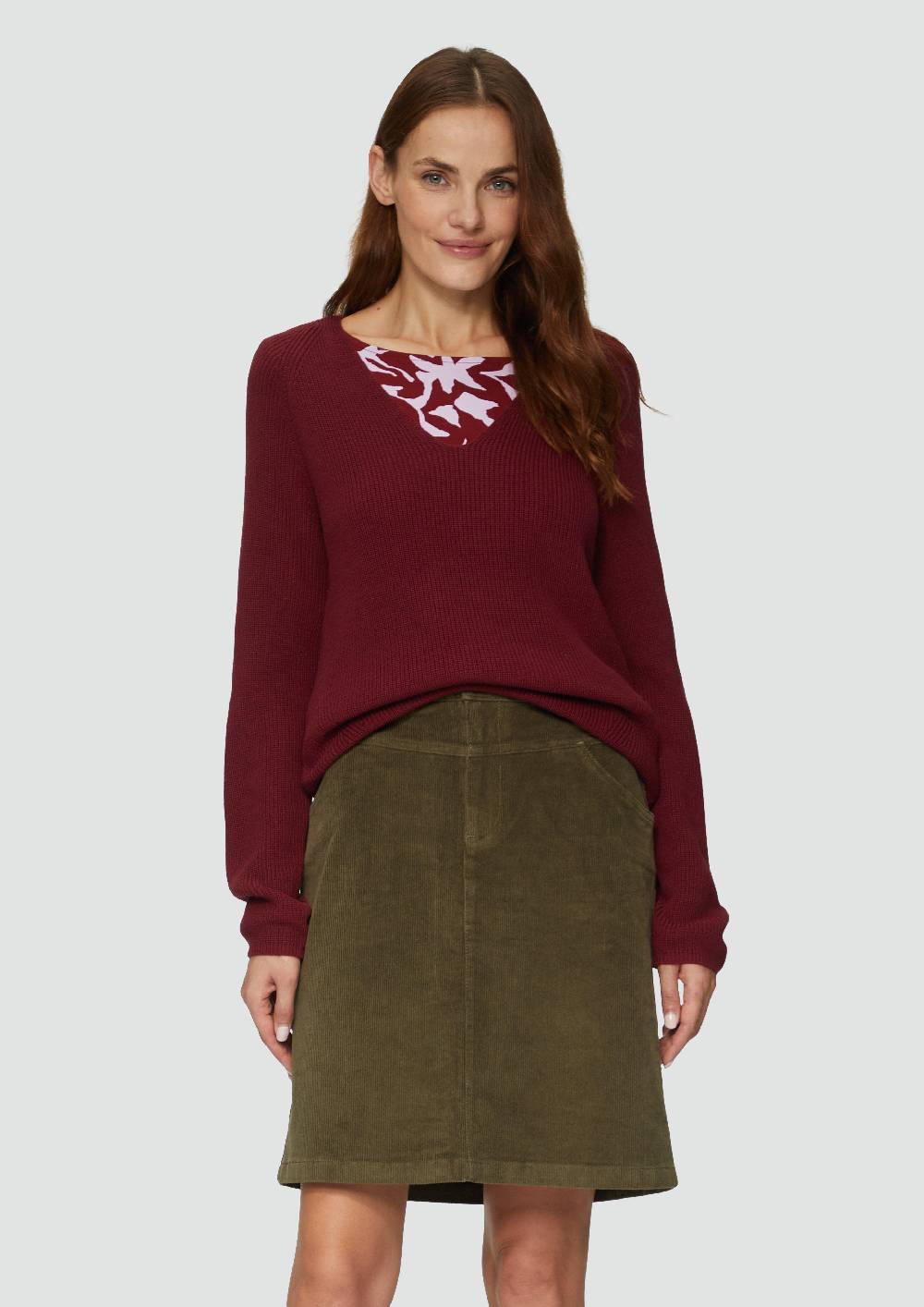 s.Oliver Strickpullover mit V-Ausschnitt aus Baumwollmix Preisnachlass