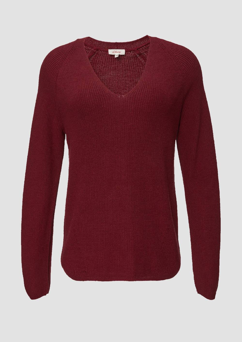 s.Oliver Strickpullover mit V-Ausschnitt aus Baumwollmix Preisnachlass