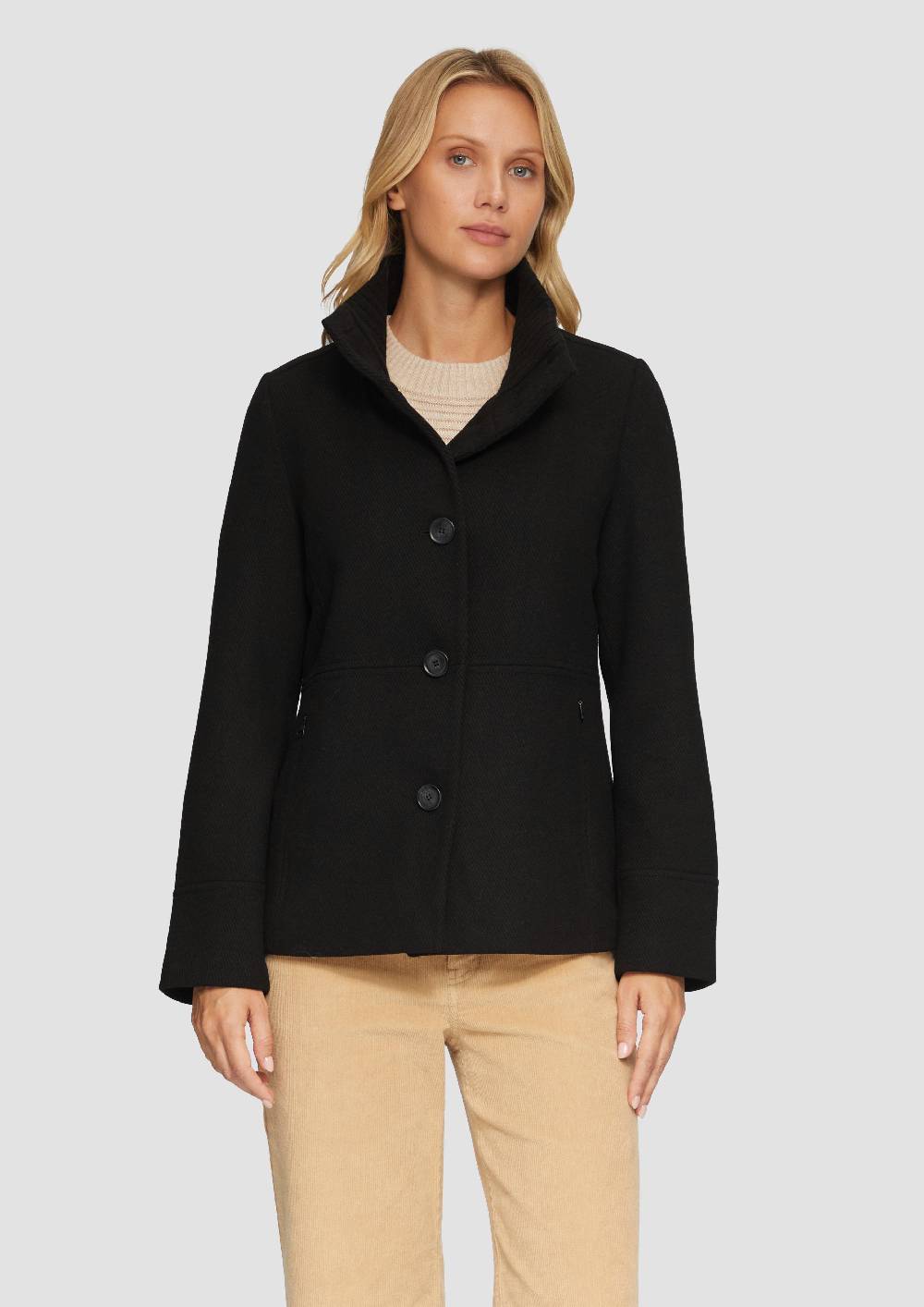 s.Oliver Twilljacke mit Strick-Stehkragen und Eingrifftaschen Weihnachtsangebot