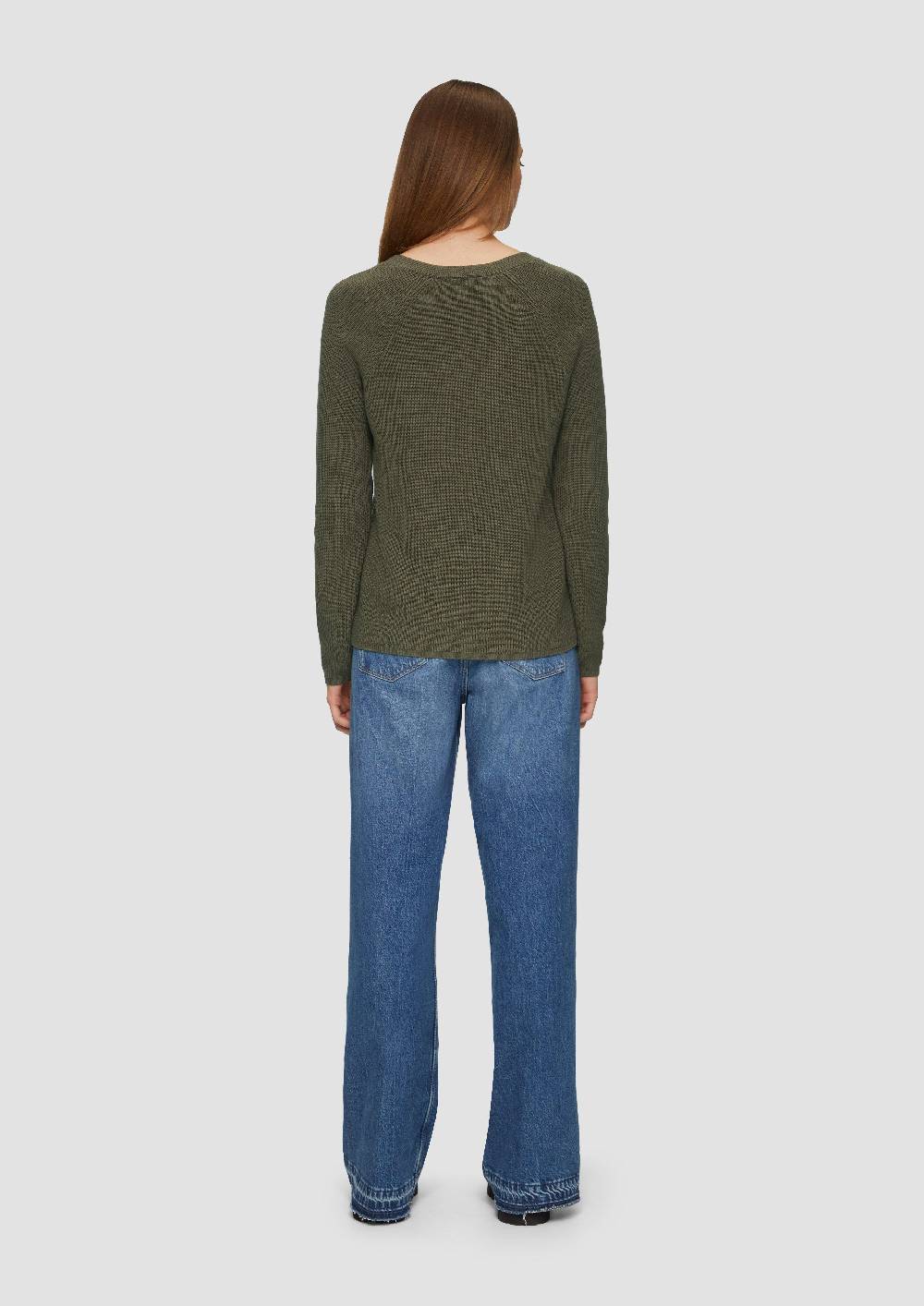 s.Oliver Strickpullover mit V-Ausschnitt und Raglan-Ärmeln Heißer Verkauf