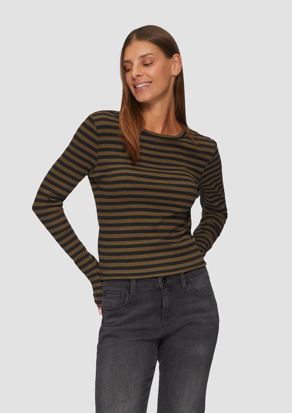 s.Oliver Geripptes Longsleeve im Slim Fit Zeitlich begrenztes Angebot