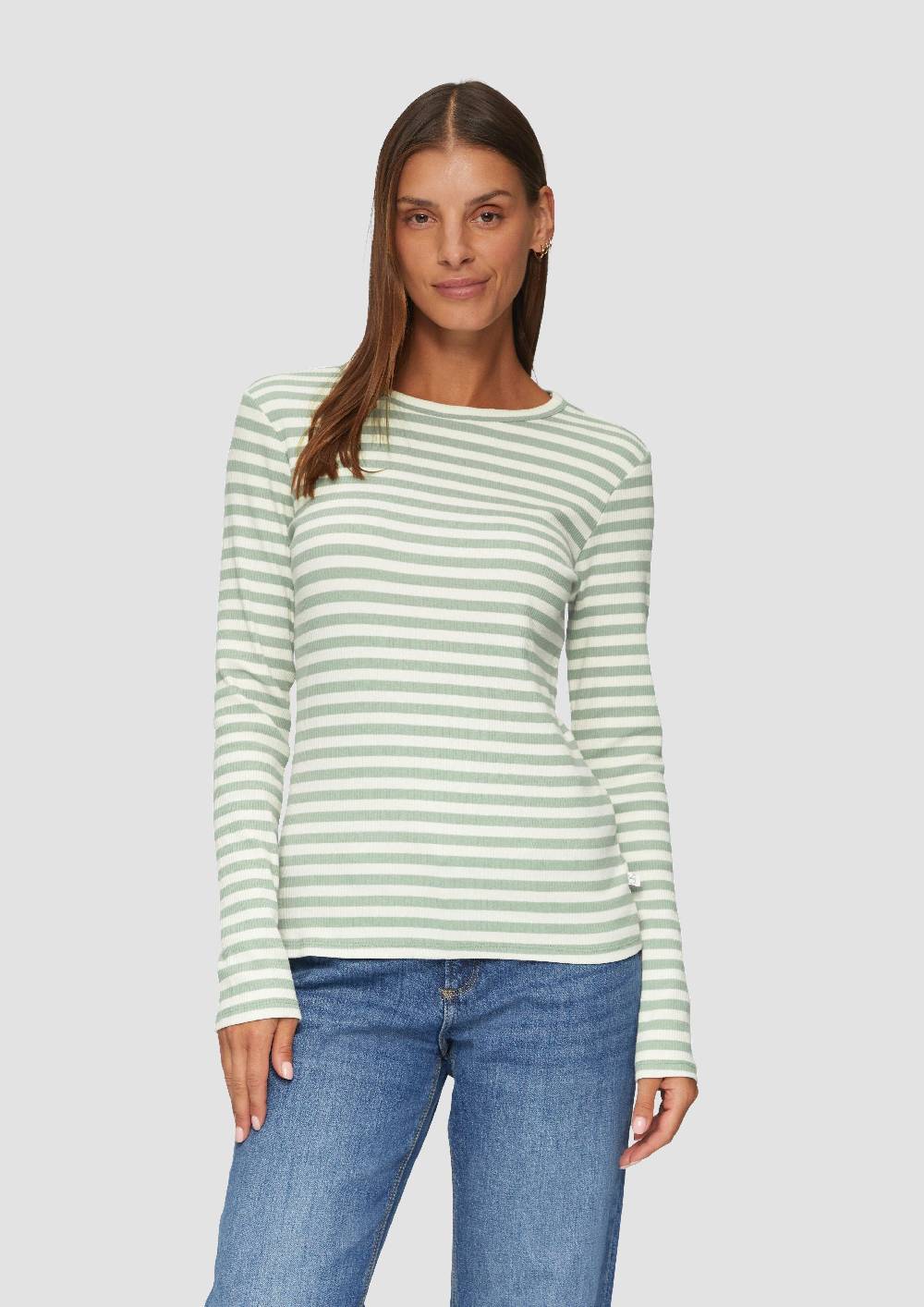 s.Oliver Geripptes Longsleeve im Slim Fit Exklusive Angebote