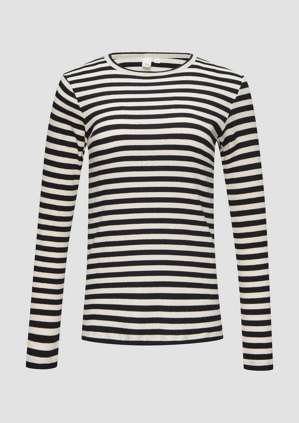 s.Oliver Geripptes Longsleeve im Slim Fit Blitzangebot