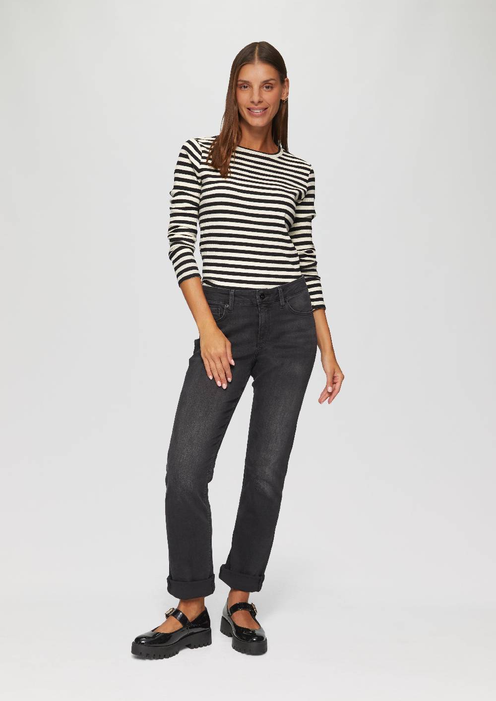s.Oliver Geripptes Longsleeve im Slim Fit Blitzangebot