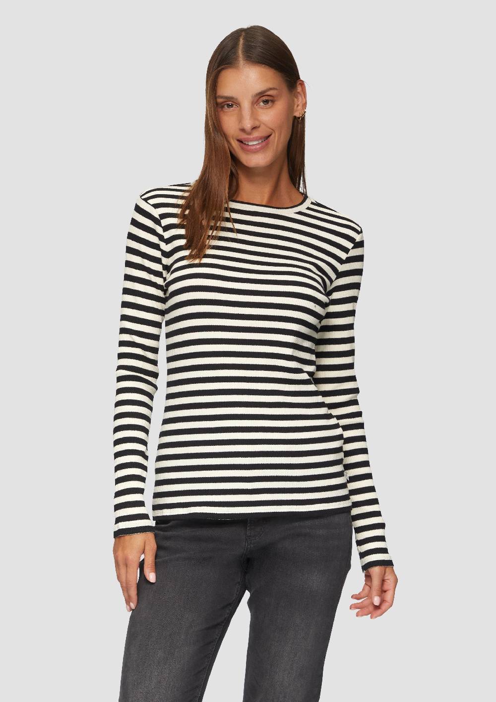 s.Oliver Geripptes Longsleeve im Slim Fit Blitzangebot