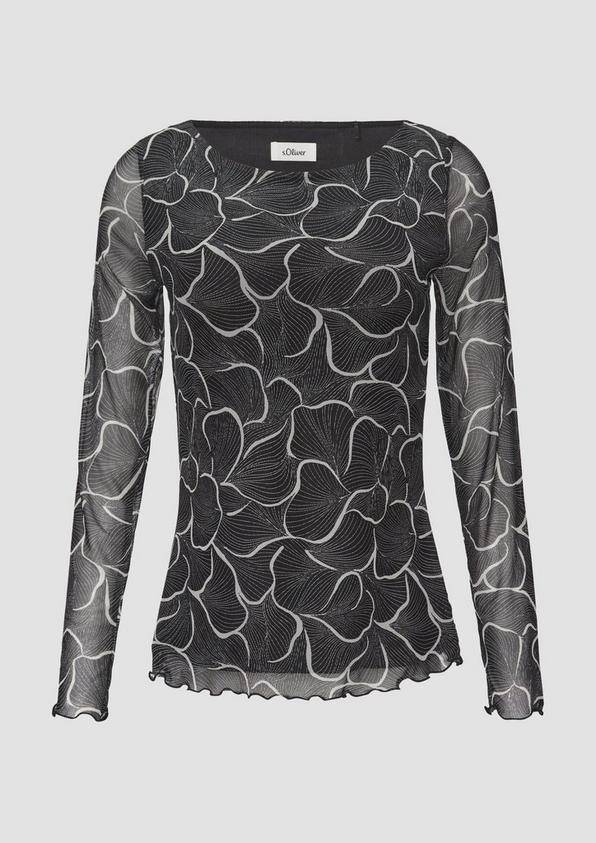 s.Oliver Mesh-Shirt mit U-Boot-Ausschnitt Tiefpreis
