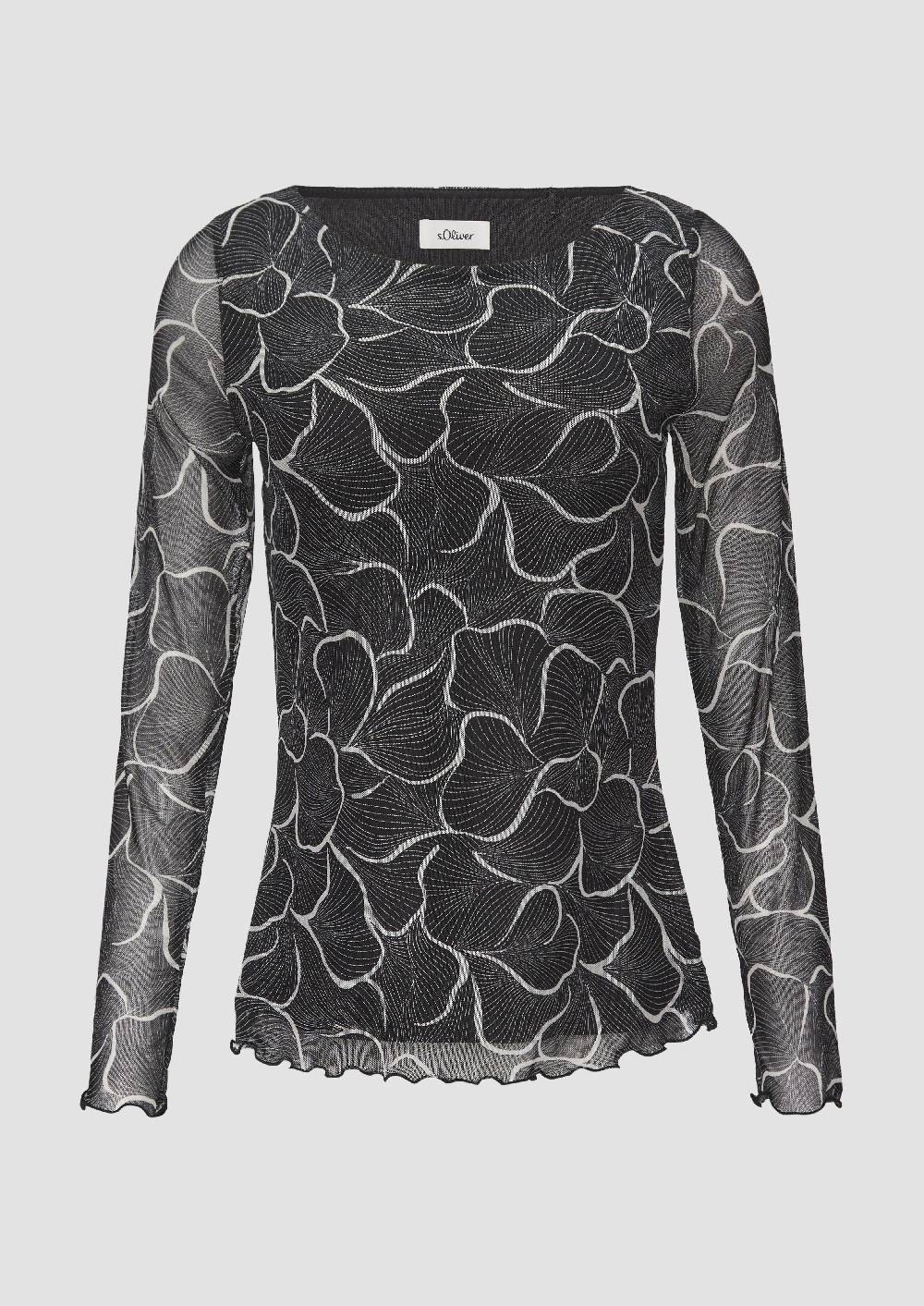 s.Oliver Mesh-Shirt mit U-Boot-Ausschnitt Tiefpreis