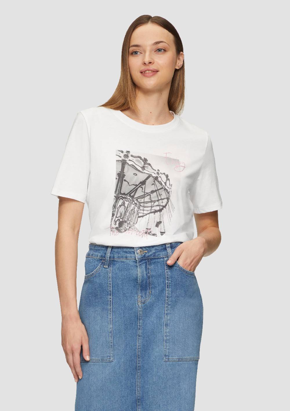 s.Oliver T-Shirt mit Frontprint und Glitzer-Detail Letzte 3 Tage