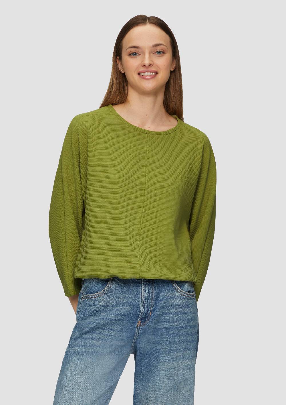 s.Oliver Strukturiertes Sweatshirt mit Fledermausarm im O-Shape Neueste Stile