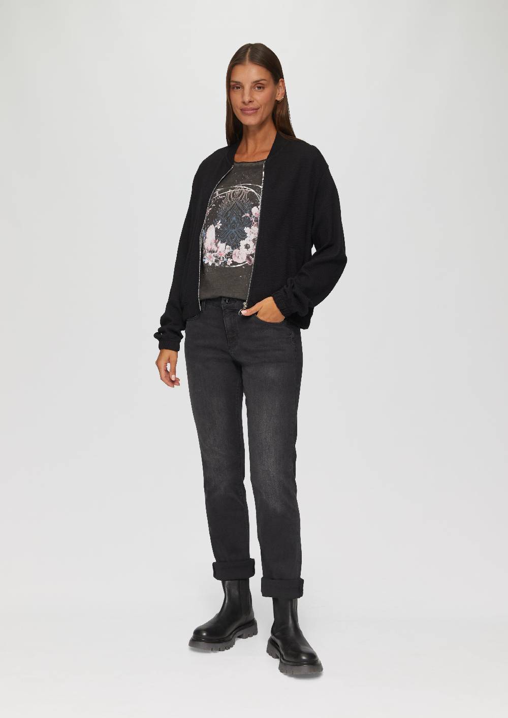 s.Oliver Gewaschenes T-Shirt mit Frontprint Zeitbegrenzte Promotion