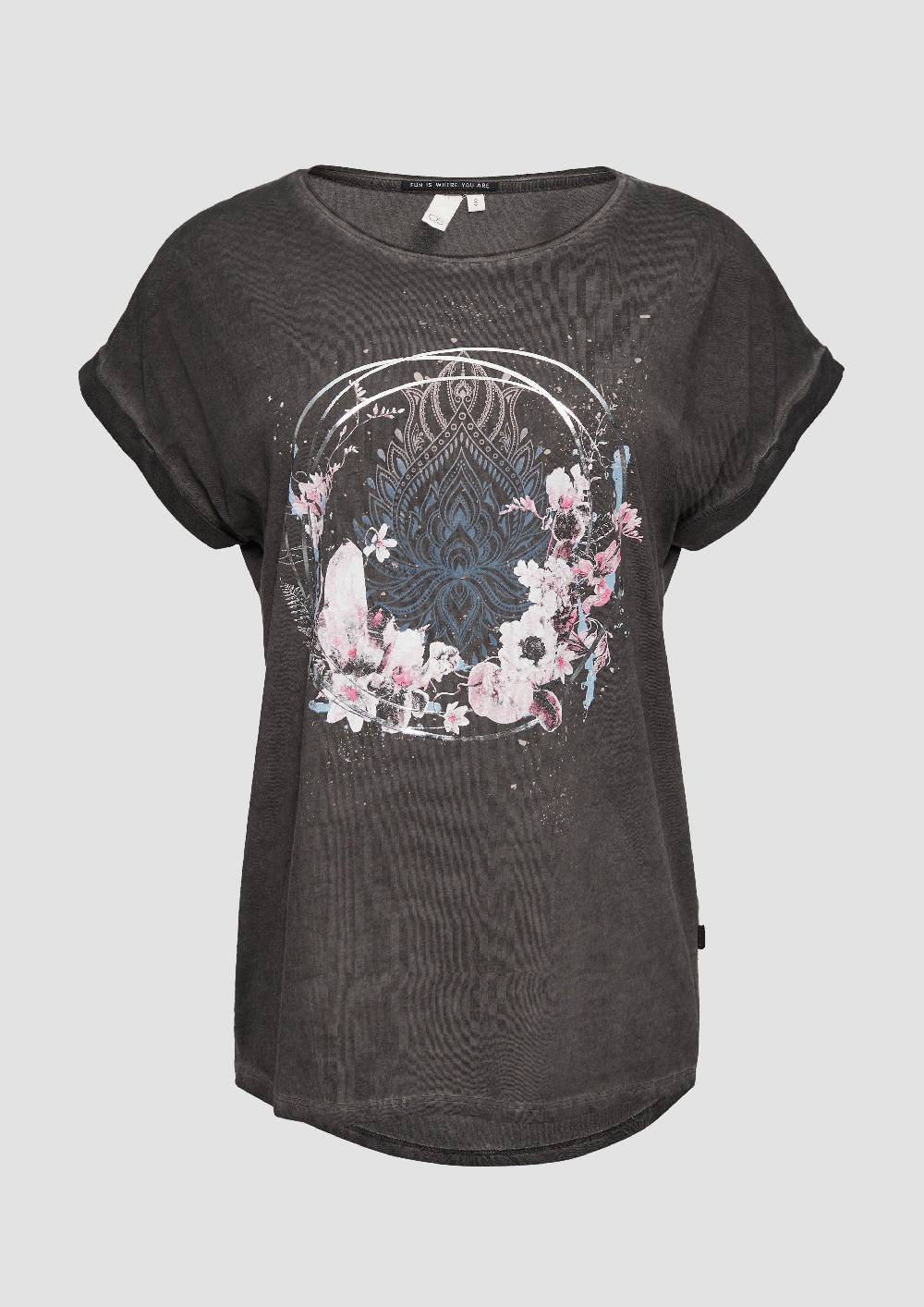 s.Oliver Gewaschenes T-Shirt mit Frontprint Zeitbegrenzte Promotion