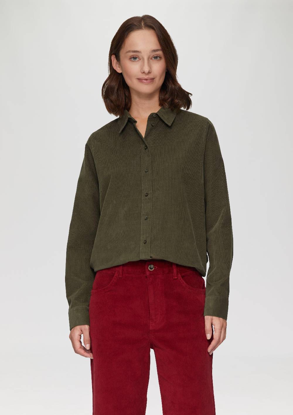 s.Oliver Cordbluse im Relaxed Fit mit Naht-Details Vierteljährliche Förderung