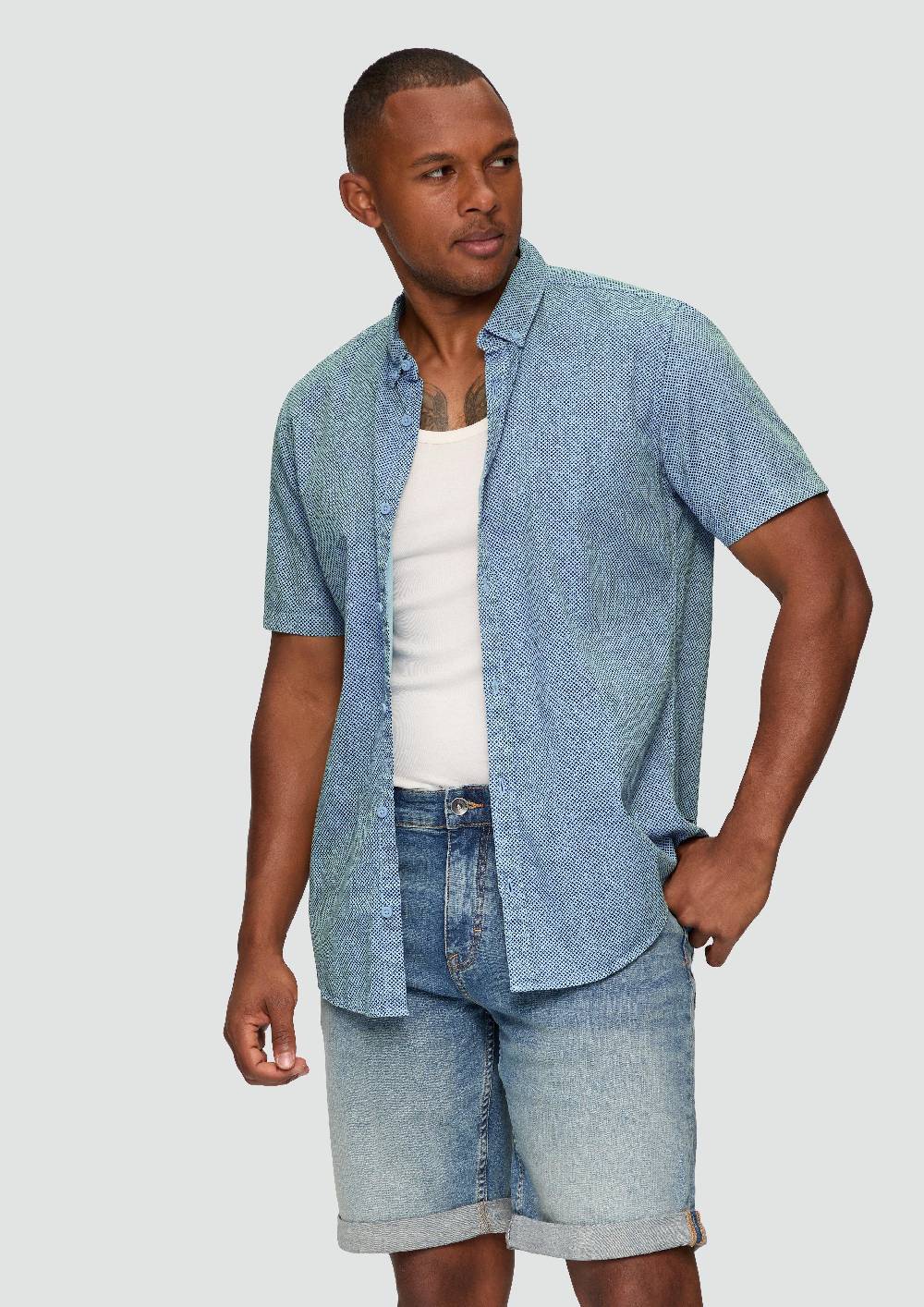 s.Oliver Regular: Kurzarmhemd mit All-over-Print Clearance-Verkauf