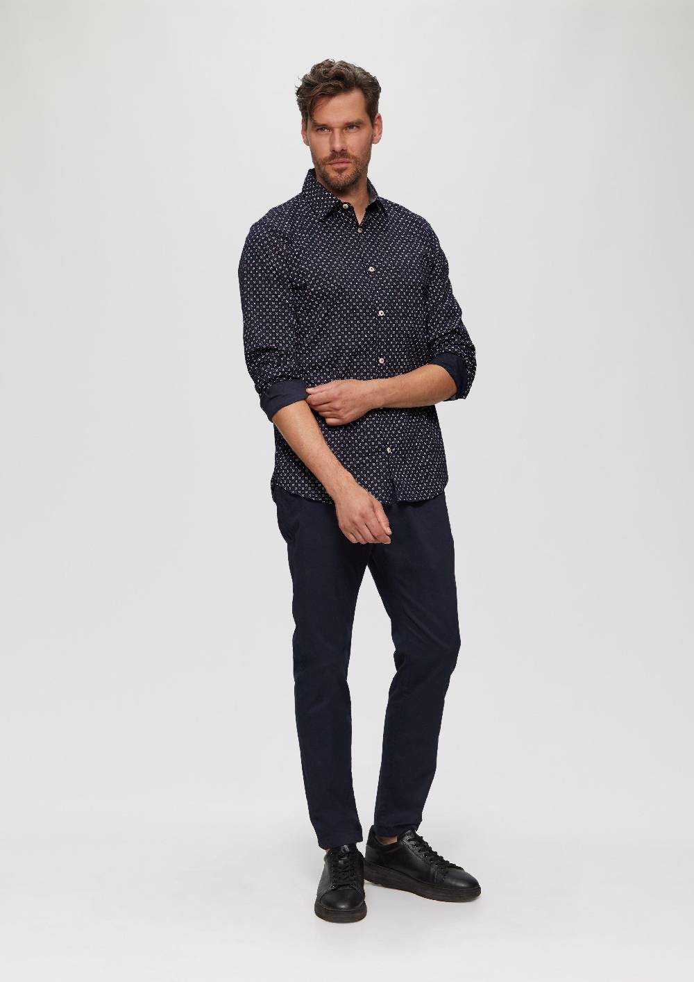 s.Oliver Slim Fit: Gemustertes Hemd aus Baumwollmix 50% Rabatt für begrenzte Zeit