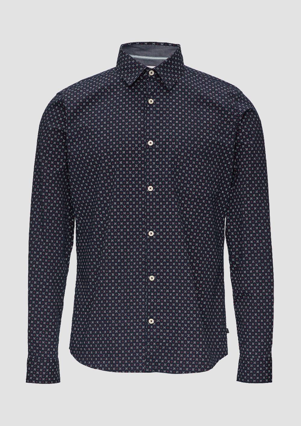 s.Oliver Slim Fit: Gemustertes Hemd aus Baumwollmix 50% Rabatt für begrenzte Zeit