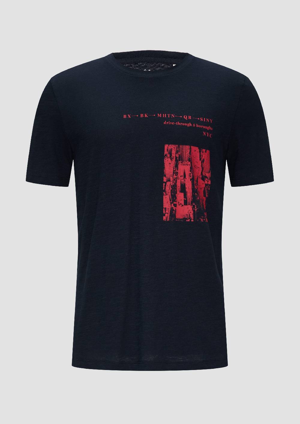 s.Oliver Printshirt aus Baumwolle mit Flammgarnstruktur Auslauf