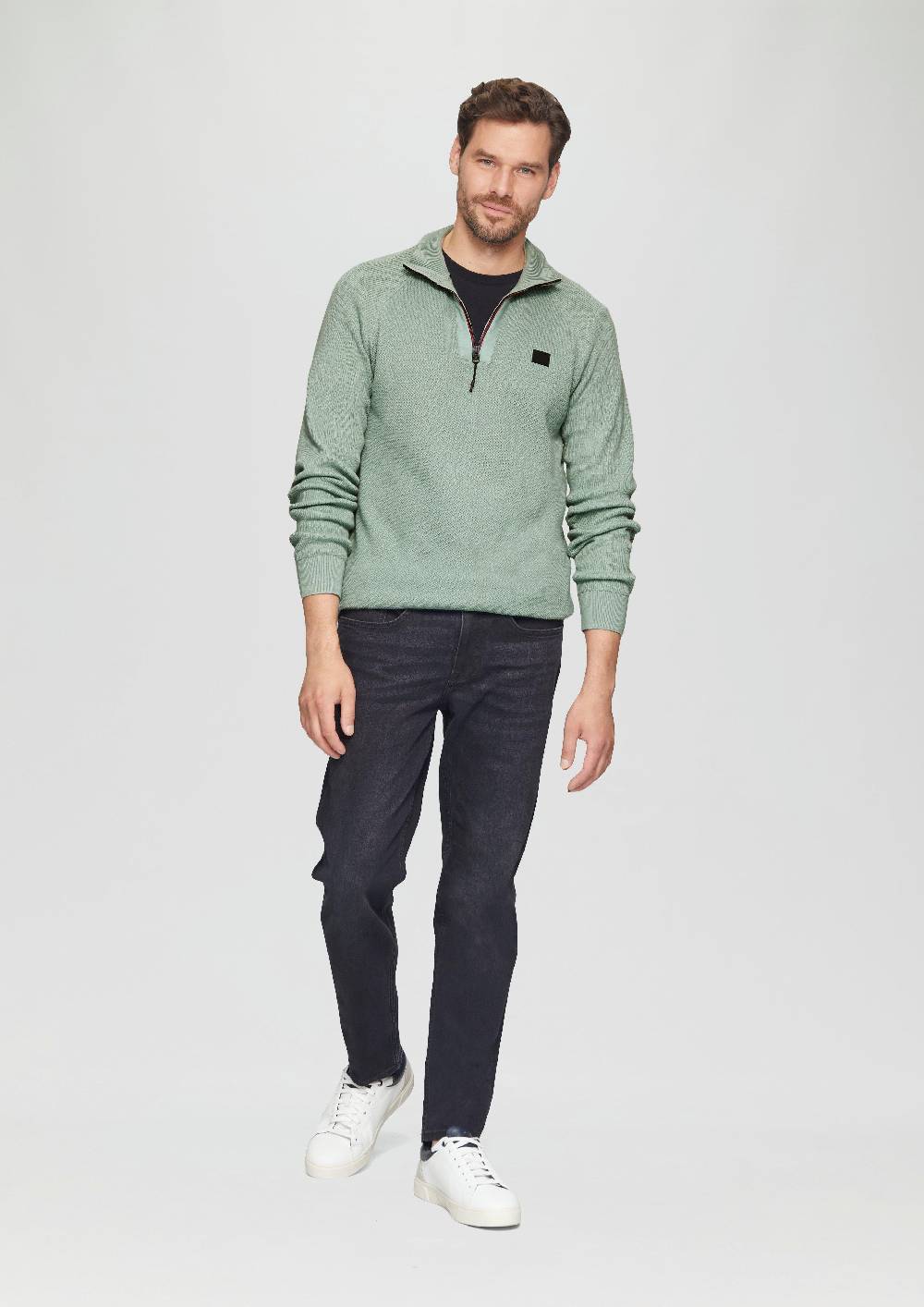 s.Oliver Strickpullover mit Troyer-Kragen und Strukturmix Meist gekauft