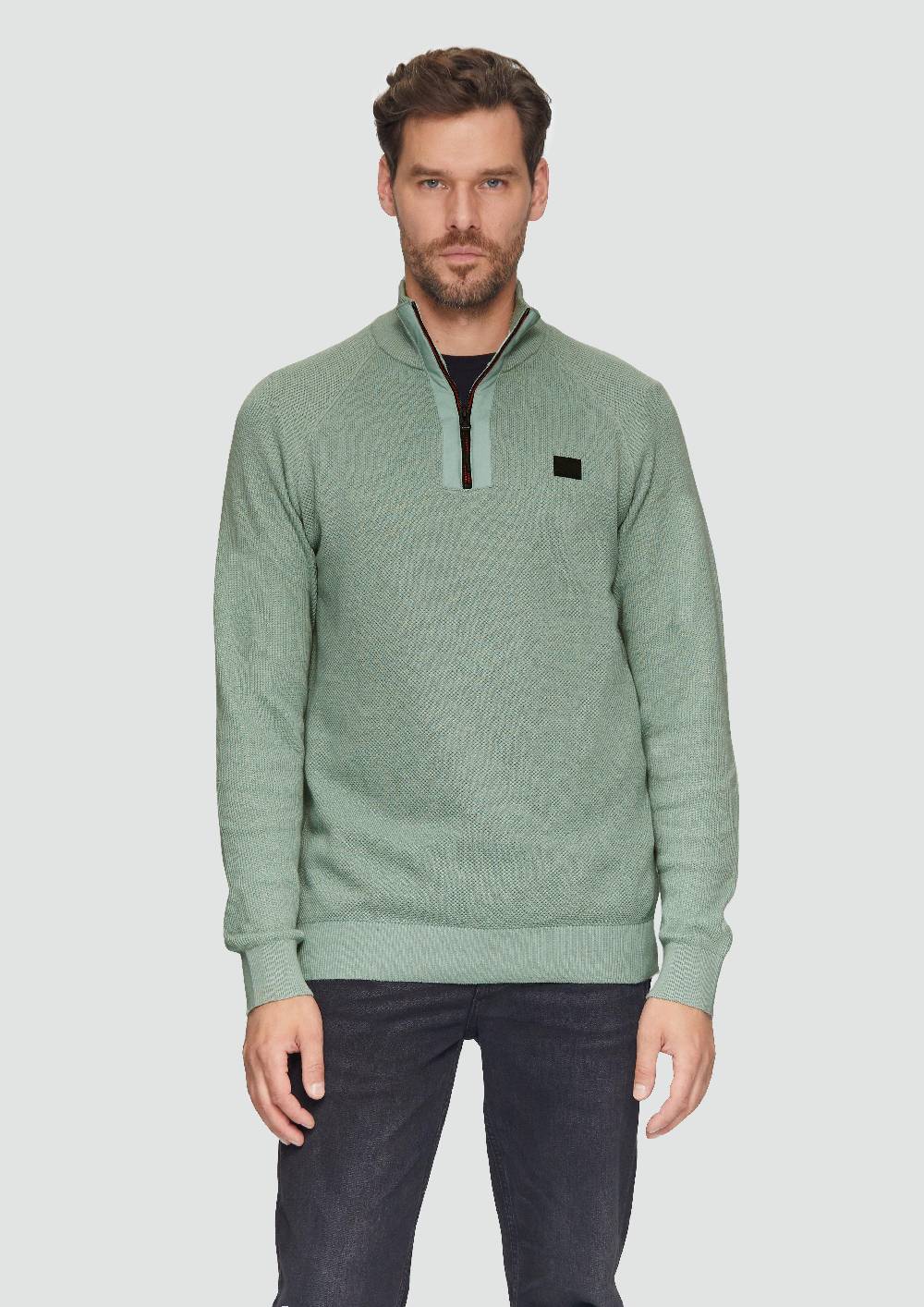s.Oliver Strickpullover mit Troyer-Kragen und Strukturmix Meist gekauft
