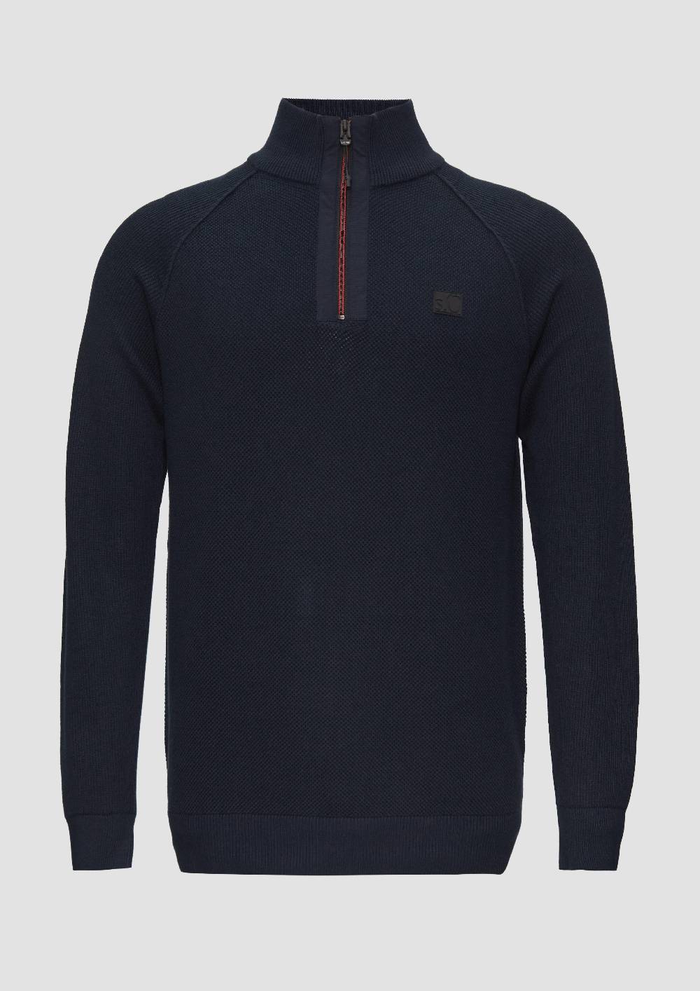 s.Oliver Strickpullover mit Troyer-Kragen und Strukturmix Blitzverkäufe