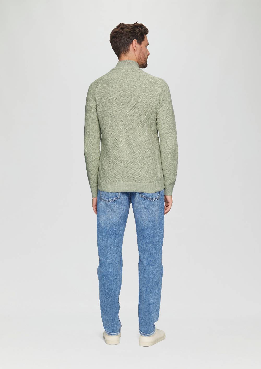 s.Oliver Strickpullover mit Troyer-Kragen und Strukturmix Günstig kaufen