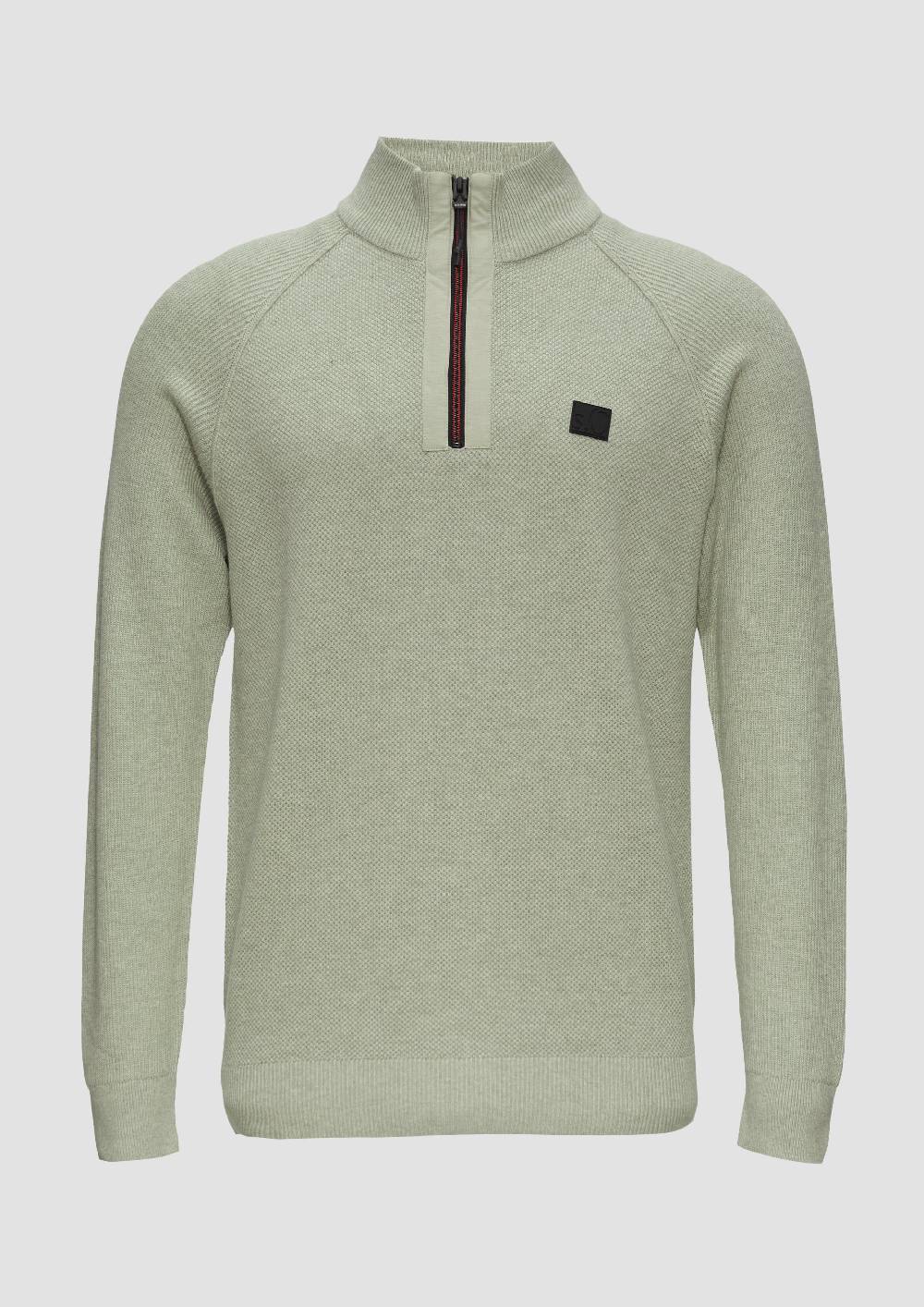s.Oliver Strickpullover mit Troyer-Kragen und Strukturmix Günstig kaufen