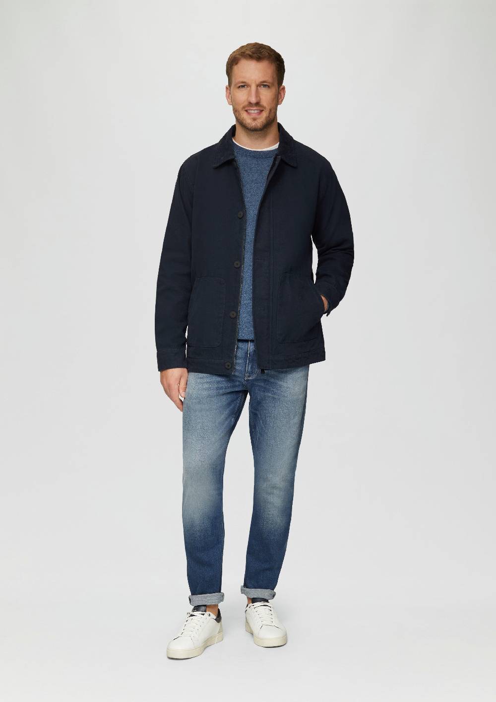 s.Oliver Canvas-Jacke mit Cordkragen Heißer Verkauf