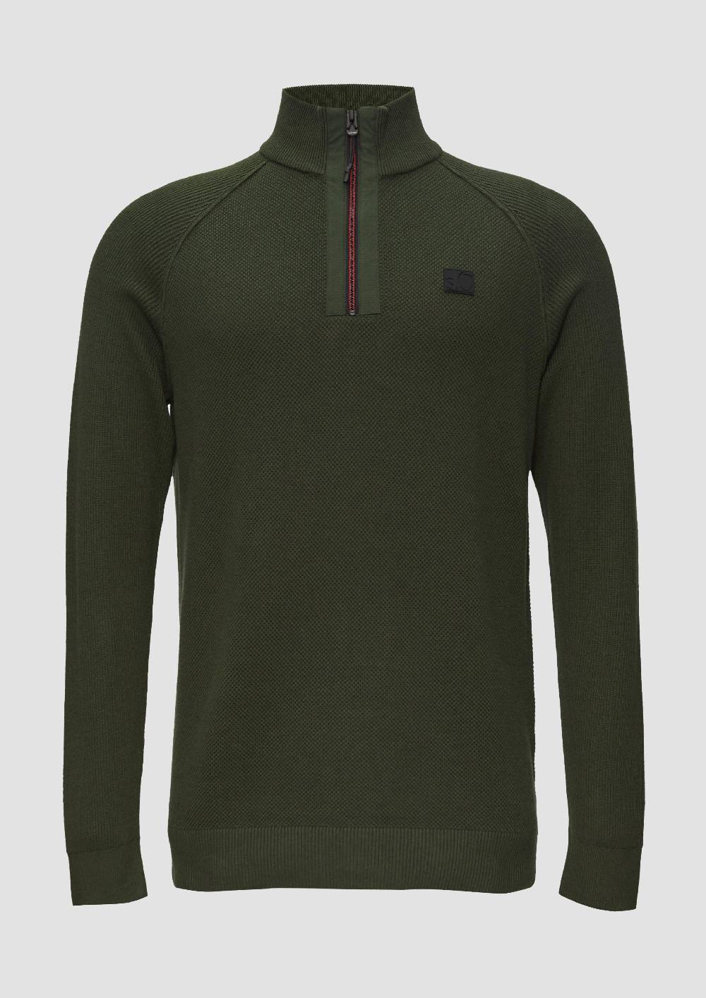s.Oliver Strickpullover mit Troyer-Kragen und Strukturmix Große Rabatte