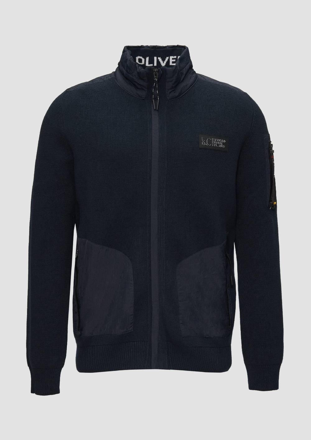 s.Oliver Strickjacke im Fabricmix mit Stehkragen Vierteljährliche Förderung