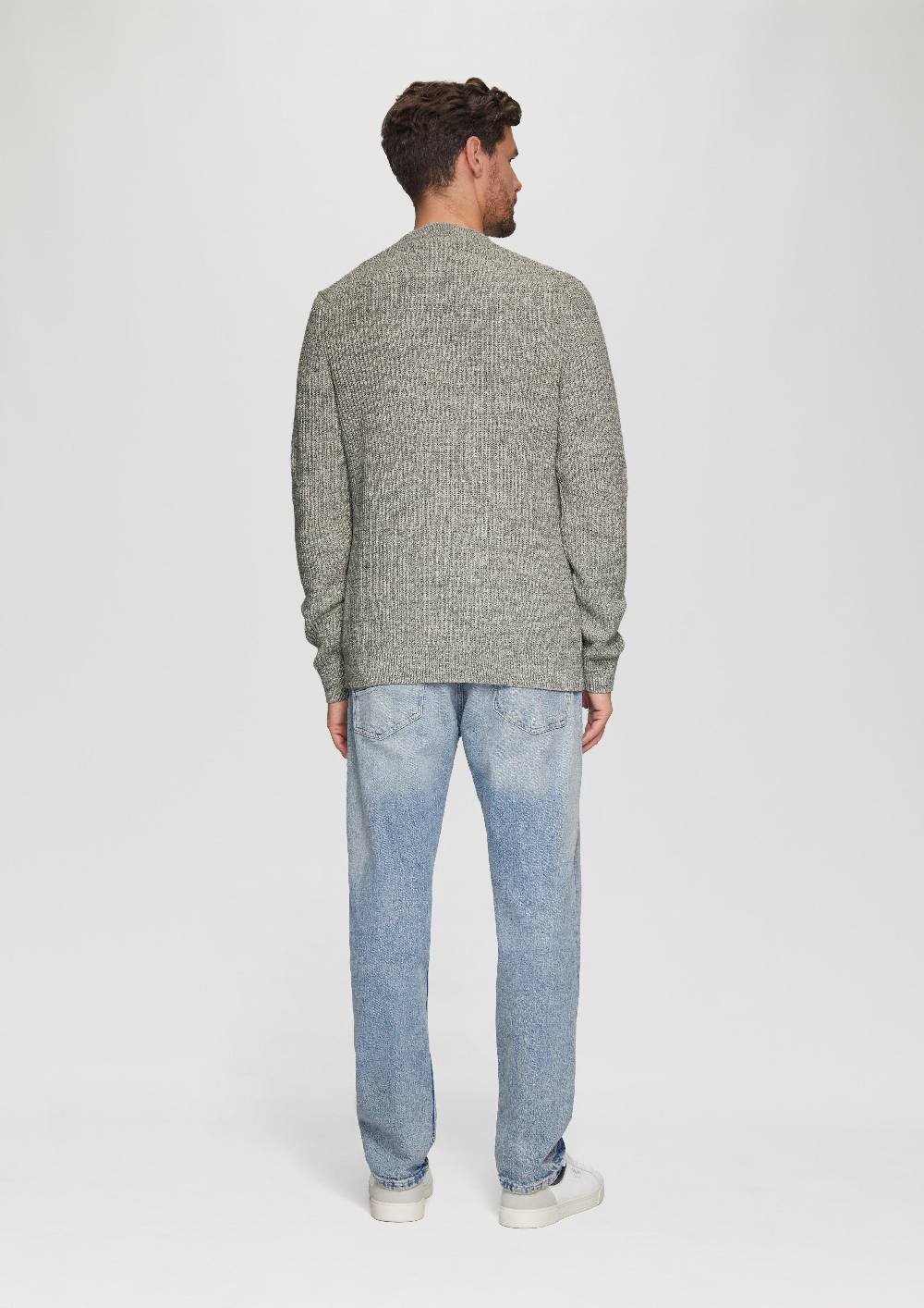 s.Oliver Melierter Pullover mit Patentmuster und Crew Neck Clearance-Verkauf