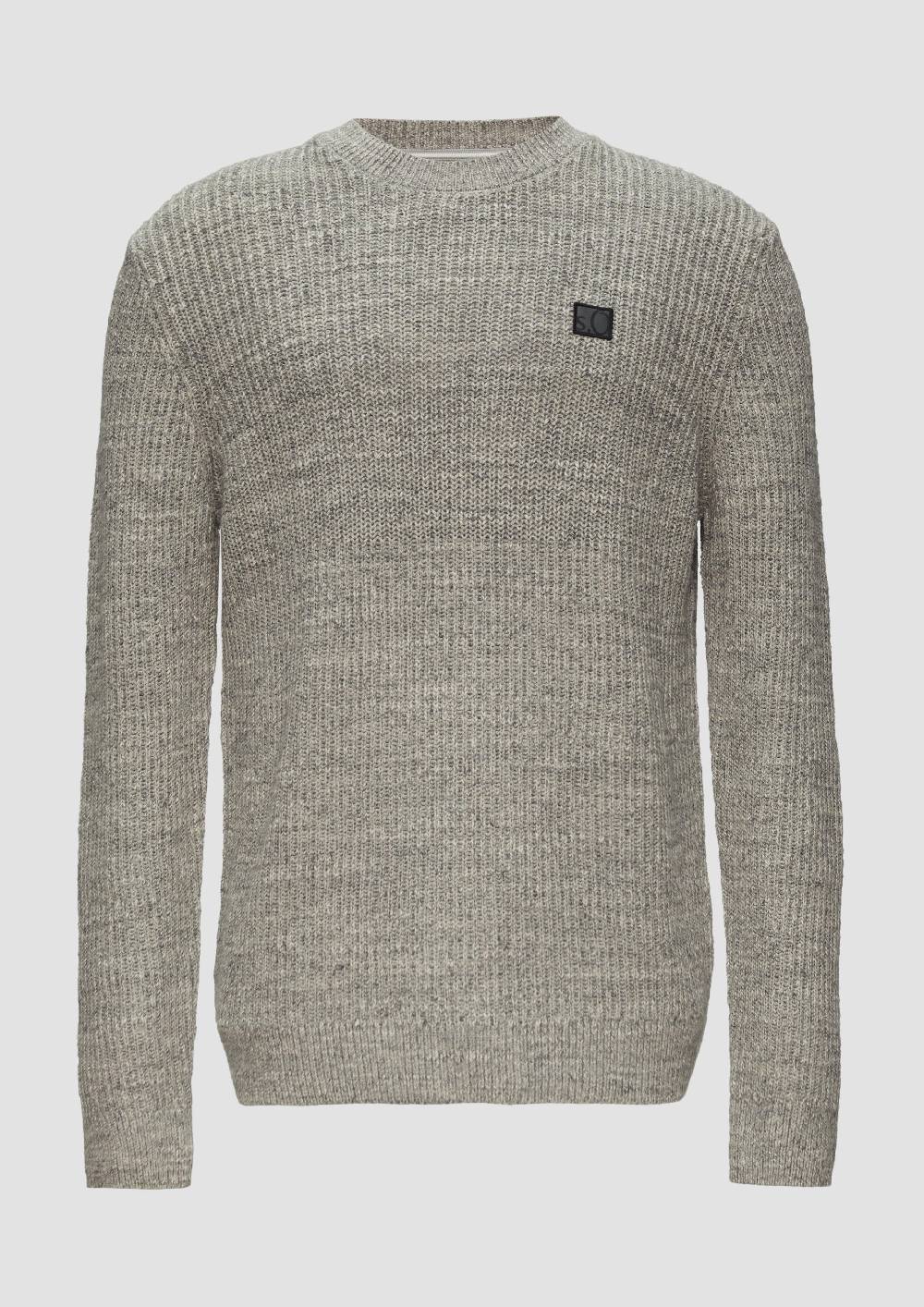 s.Oliver Melierter Pullover mit Patentmuster und Crew Neck Clearance-Verkauf