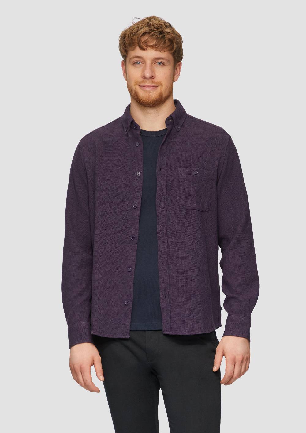 s.Oliver Regular Fit: Button-down-Hemd aus Strukturware Kostenloser Versand international