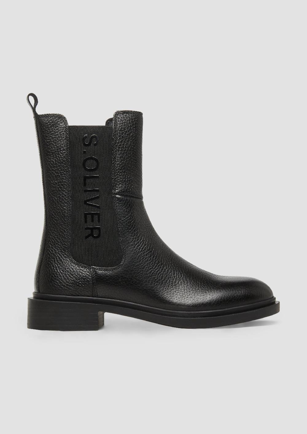 s.Oliver Stiefel aus Rindsleder mit Logo-Detail Exklusive Angebote