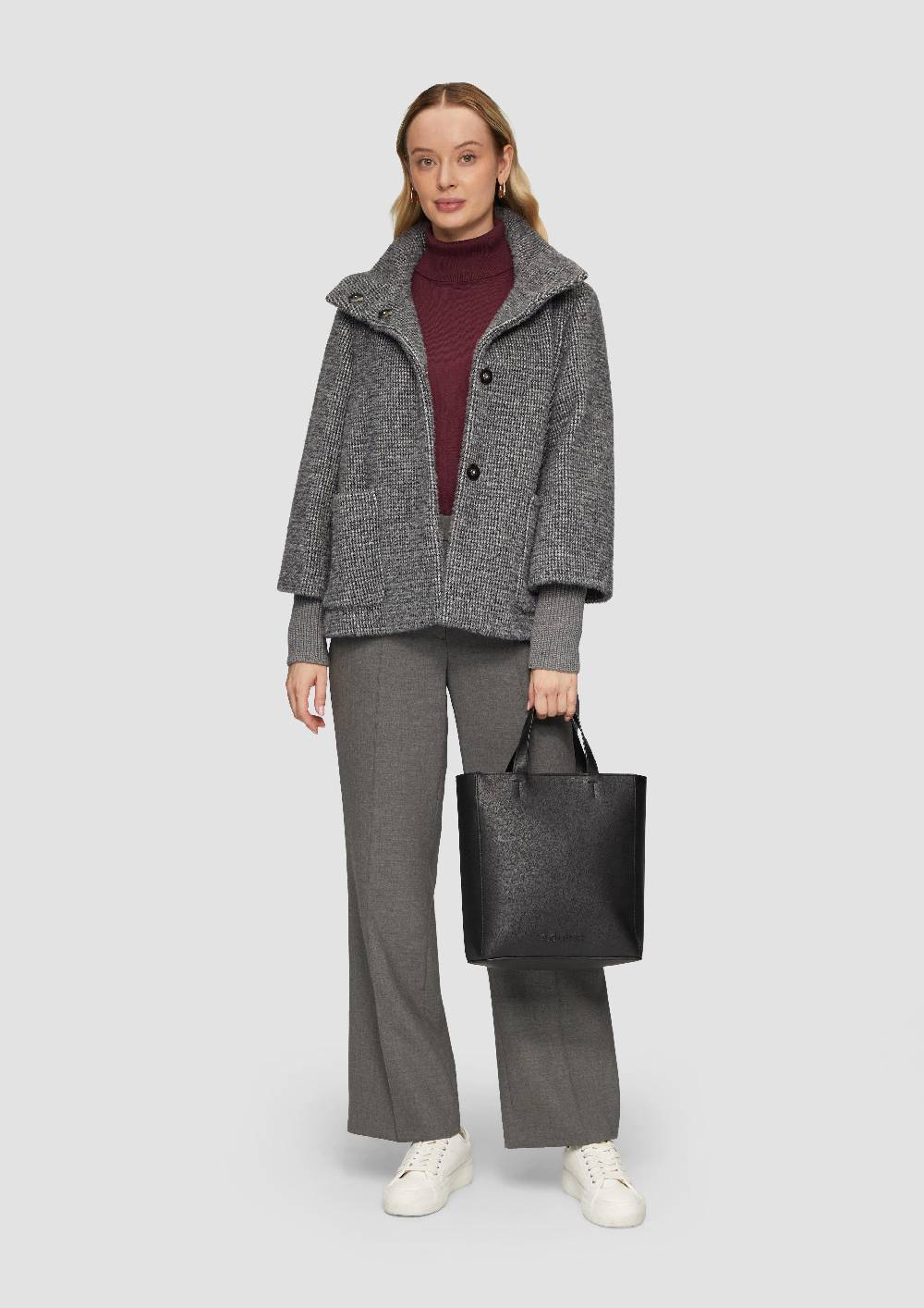 s.Oliver Flauschige Jacke mit Strickbündchen am Ärmel Fabrikverkauf