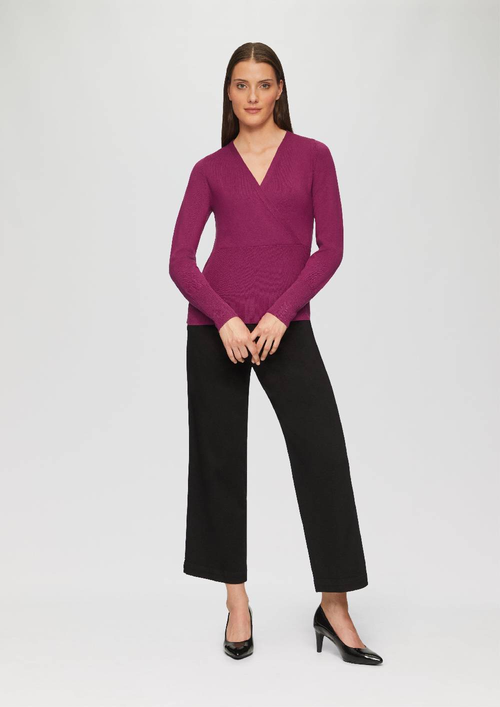 s.Oliver Feinstrickpullover in Wickel-Optik Sonderangebot