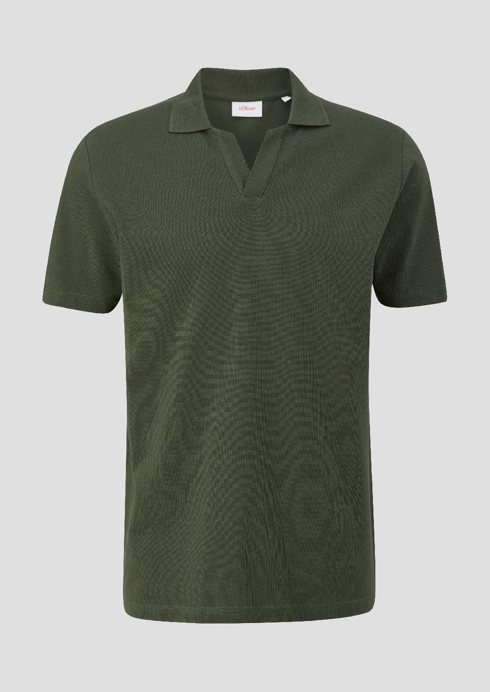 s.Oliver Poloshirt aus Baumwolle mit offenem Kragen Neueste Mode