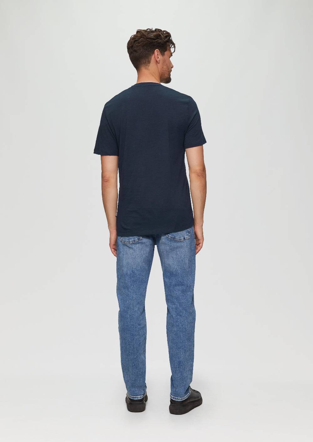 s.Oliver Baumwollshirt mit V-Ausschnitt und Flammgarnstruktur Blitzangebot