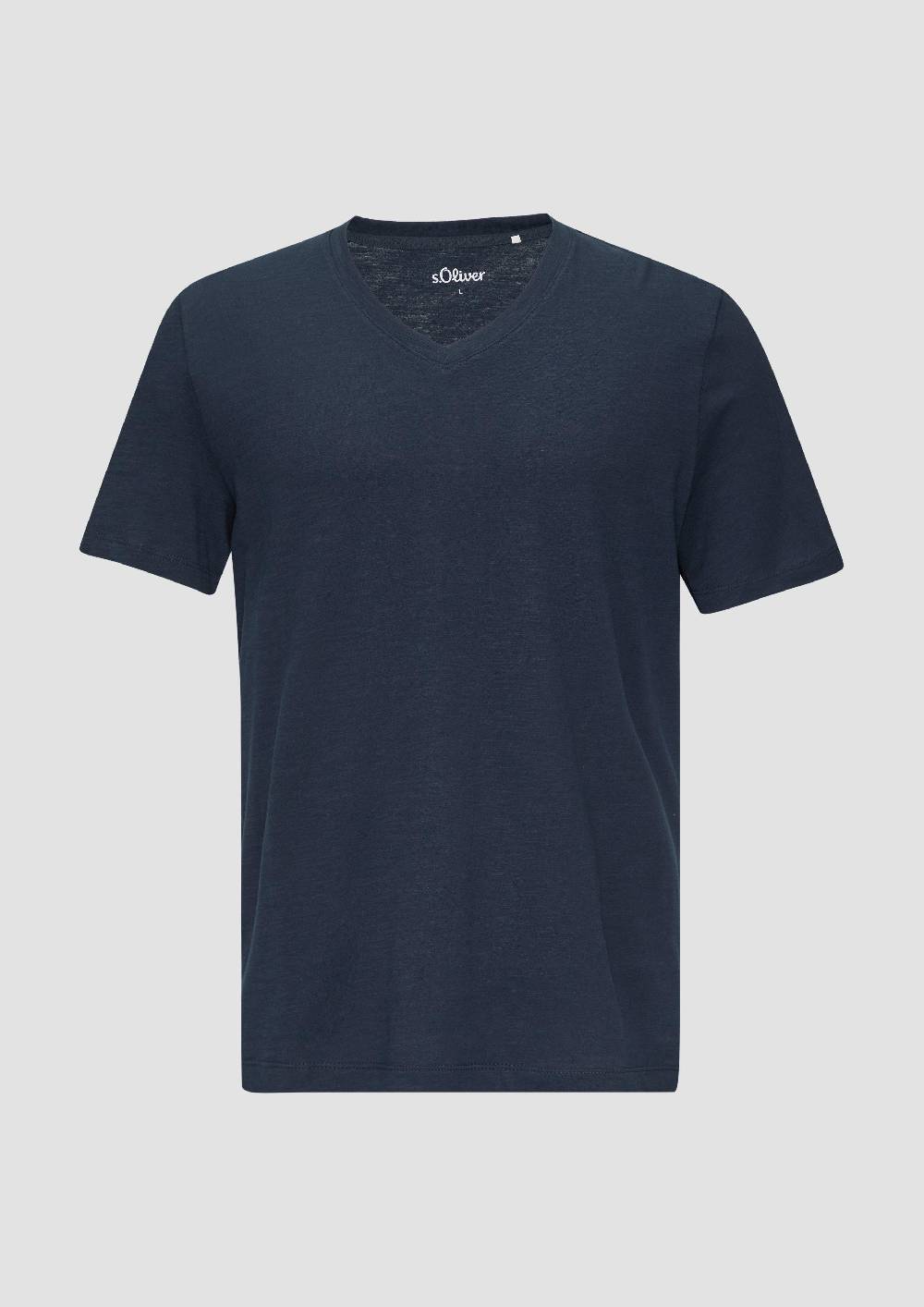 s.Oliver Baumwollshirt mit V-Ausschnitt und Flammgarnstruktur Blitzangebot