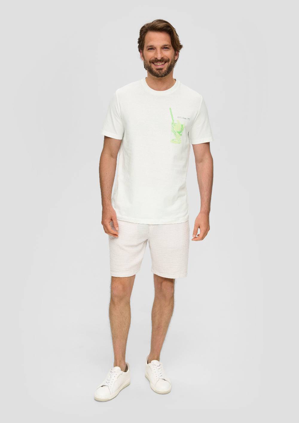s.Oliver Baumwoll-T-Shirt mit Frontprint Tiefpreis