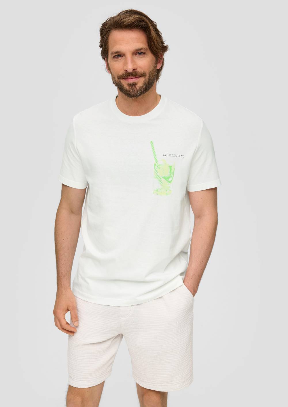 s.Oliver Baumwoll-T-Shirt mit Frontprint Tiefpreis