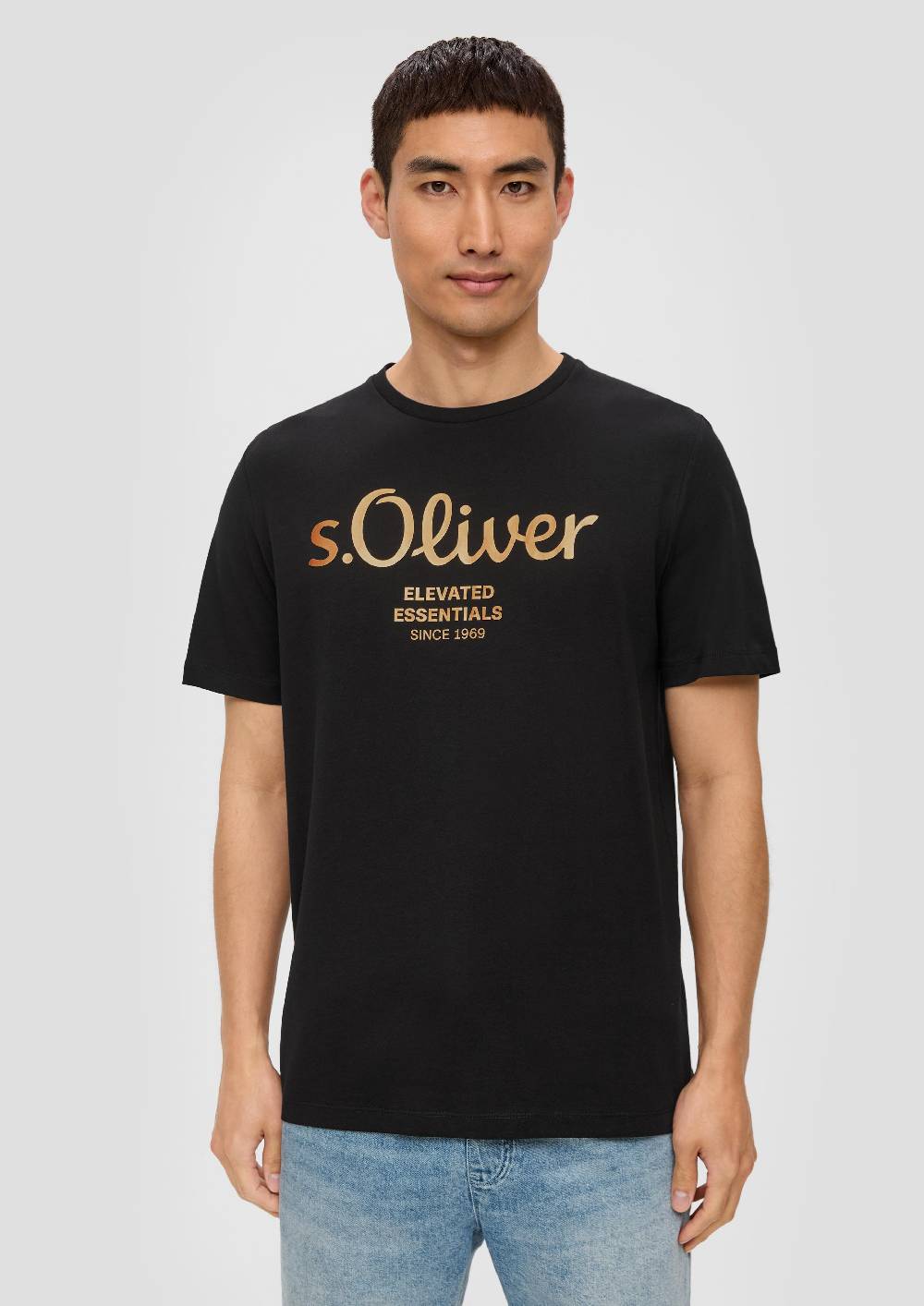 s.Oliver T-Shirt aus Baumwolle mit Label-Print Sonderangebot der Fabrik