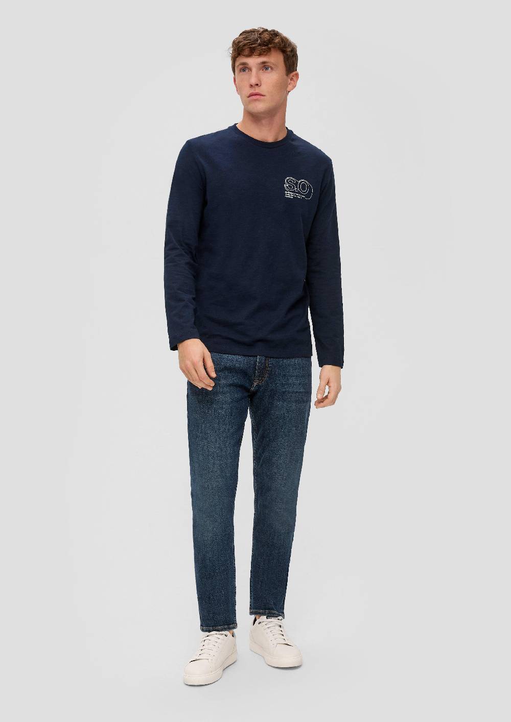 s.Oliver Langarmshirt mit Logo-Print Clearance-Verkauf