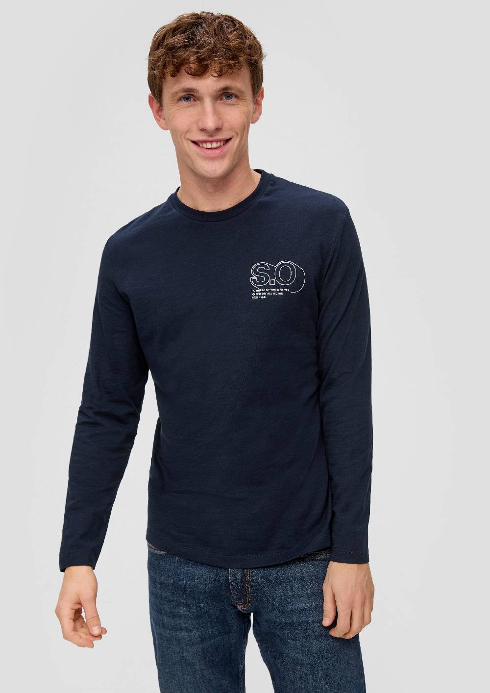 s.Oliver Langarmshirt mit Logo-Print Clearance-Verkauf